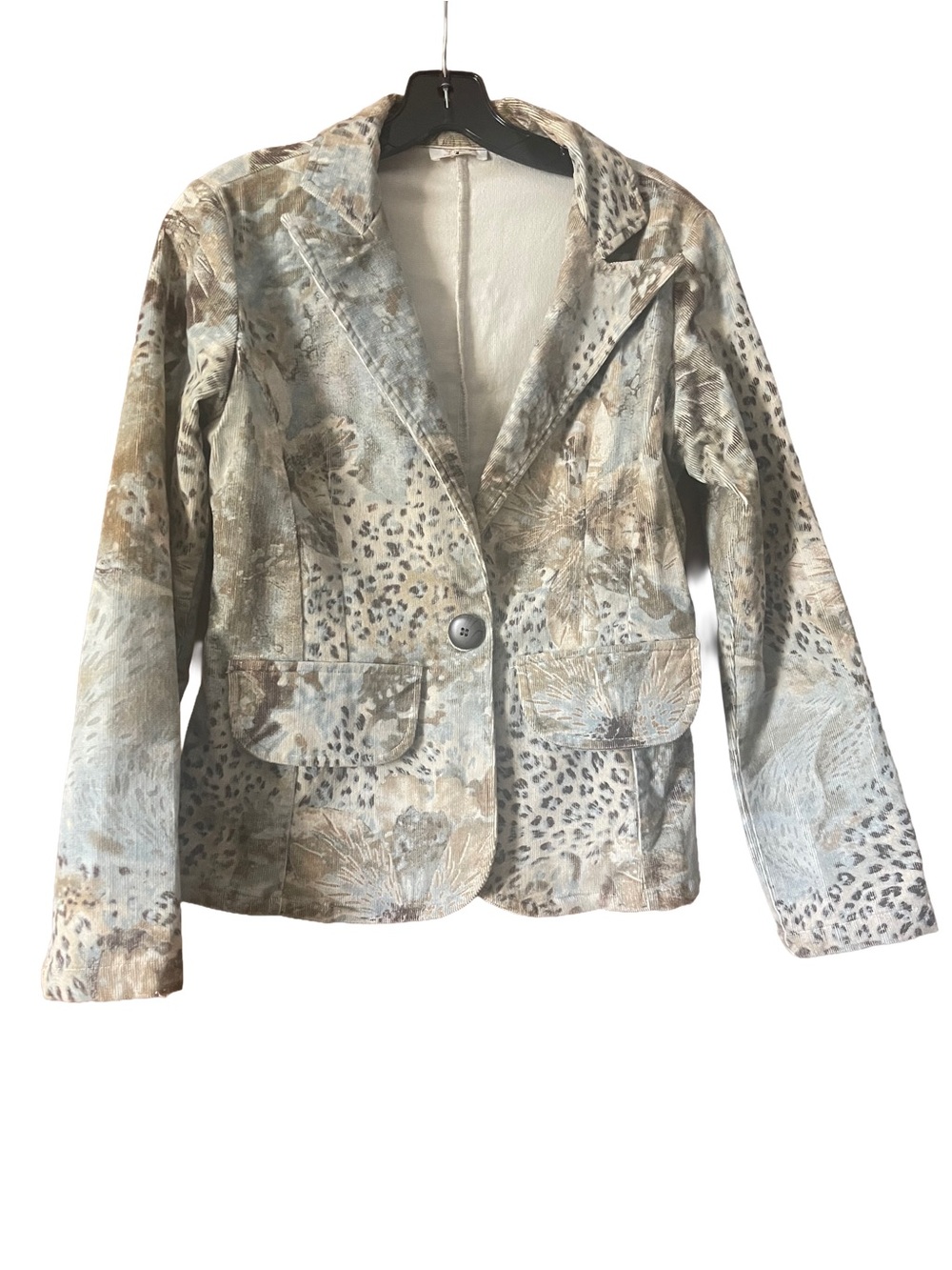 Women’s Printed Light Blue & Beige Blazer Jacket